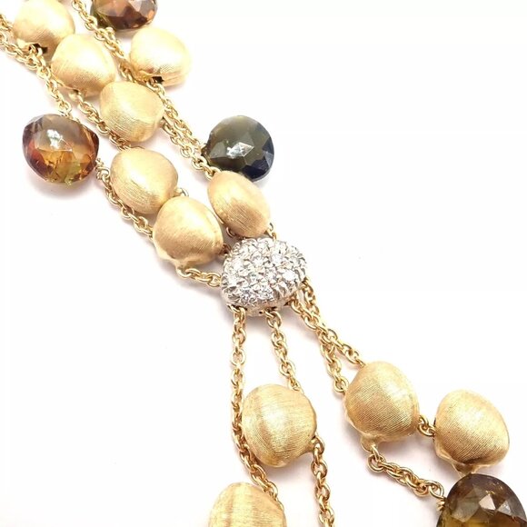 Authentic! Marco Bicego 18k Yellow Gold Confetti Diamond Topaz Tassel Necklace - Picture 8 of 14
